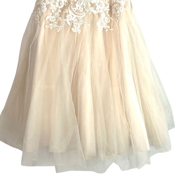 Davids Bridal WG1406 Ivory/Stone Flower Girl Dress Size 4 Embroidered - Picture 6 of 13